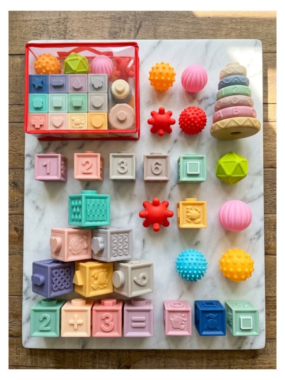 Montessori Baby Toy Set Stacking Blocks Sensory Teething Toys